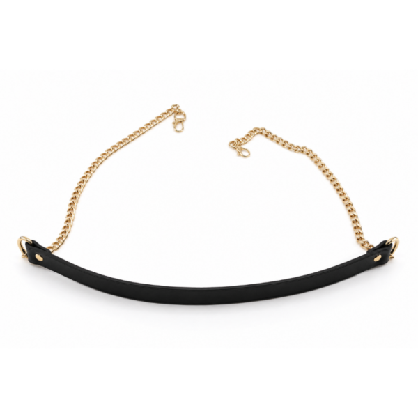 Black leather with golden chain straps