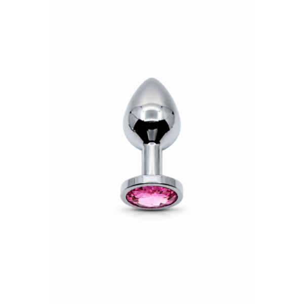 Silver anal plug in red brick and stone