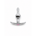 Silver two-piece anal plug, pink brick-like structure