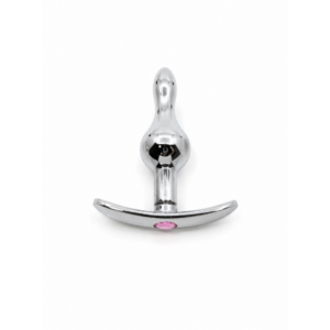 Silver two-piece anal plug, pink brick-like structure