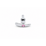 Silver two-piece anal plug, pink brick-like structure